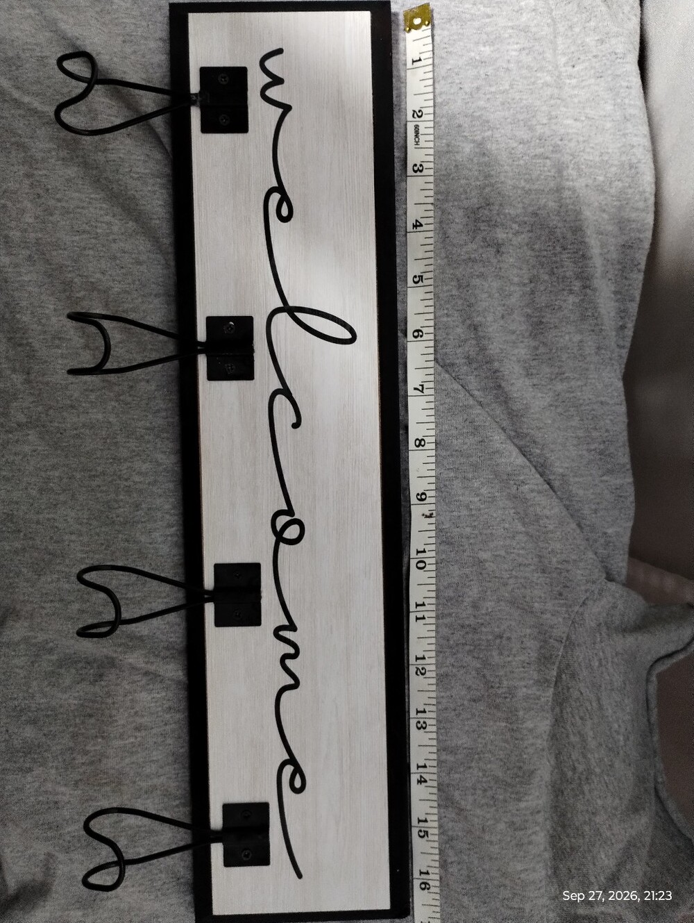 Hobby Lobby Black and White "Welcome" Wall Hook Rack